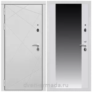 Входные двери с зеркалом и теплоизоляцией, Дверь входная Армада Тесла МДФ 16 мм / МДФ 16 мм СБ-16 Белый матовый