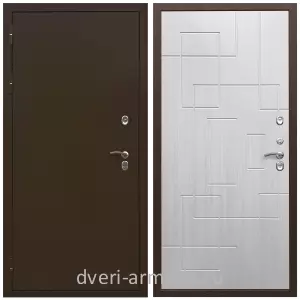 Толстые входные двери, Дверь входная утепленная для загородного дома Армада Термо Молоток коричневый/ МДФ 16 мм ФЛ-57 Белый жемчуг