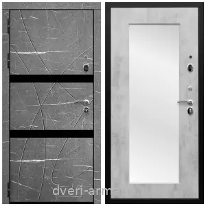 Белые двери с зеркалом, Дверь входная Армада Престиж Черная шагрень МДФ 16 мм Торос графит / МДФ 16 мм ФЛЗ-пастораль, Бетон светлый