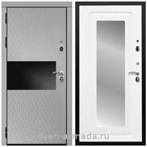 Белые двери с зеркалом, Дверь входная Армада Престиж Черная шагрень МДФ 16 мм Милк рикамо софт / МДФ 16 мм ФЛЗ-120 Ясень белый