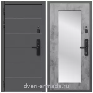 Белые двери с зеркалом, Дверь входная Армада Роуд МДФ 10 мм Kaadas S500 / МДФ 16 мм ФЛЗ-Пастораль, Бетон темный