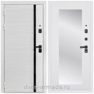 Белые двери с зеркалом, Дверь входная Армада Каскад WHITE МДФ 10 мм / МДФ 16 мм ФЛЗ-Пастораль, Белый матовый