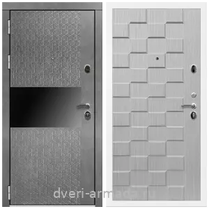 Двери МДФ для квартиры, Дверь входная Армада Престиж Белая шагрень МДФ 16 мм Штукатурка графит / ОЛ-39 Лиственница беж