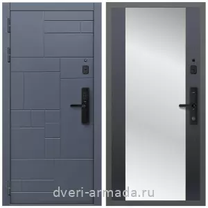 Белые двери с зеркалом, Умная входная смарт-дверь Армада Аккорд МДФ 10 мм Kaadas S500 / МДФ 16 мм СБ-16 Венге