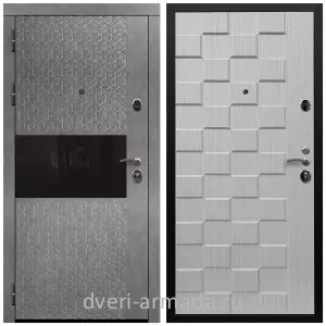 Входные двери с двумя петлями, Дверь входная Армада Престиж Черная шагрень МДФ 16 мм Штукатурка графит / МДФ 16 мм ОЛ-39 Лиственница беж