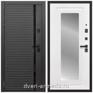 Входные двери с зеркалом и теплоизоляцией, Дверь входная Армада Каскад BLACK МДФ 10 мм / МДФ 16 мм ФЛЗ-120 Ясень белый