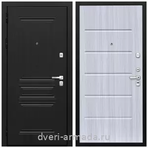 Двери МДФ для квартиры, Дверь входная теплая Армада Экстра МДФ 10 мм ФЛ-243 Черная шагрень / МДФ 10 мм ФЛ-102 Сандал белый для квартиры