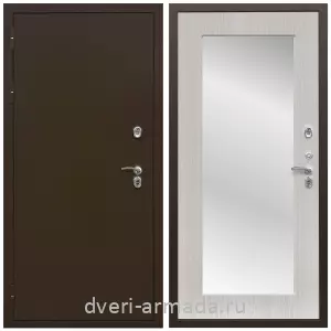 Белые двери с зеркалом, Дверь входная уличная в дом Армада Термо Молоток коричневый/ МДФ 16 мм ФЛЗ-пастораль, Дуб белёный