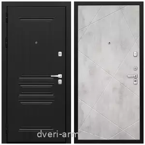 Двери МДФ для квартиры, Дверь входная Армада Экстра МДФ 10 мм ФЛ-243 Черная шагрень / МДФ 10 мм ФЛ-291 Бетон светлый