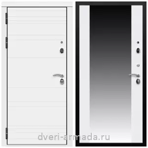 Белые двери с зеркалом, Дверь входная Армада Престиж Черная шагрень матовый линии горизонт МДФ 16 мм / МДФ 16 мм СБ-16 Белый матовый