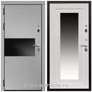 Белые двери с зеркалом, Дверь входная Армада Престиж Черная шагрень МДФ 16 мм Милк рикамо софт / МДФ 16 мм ФЛЗ-120 Дуб белёный