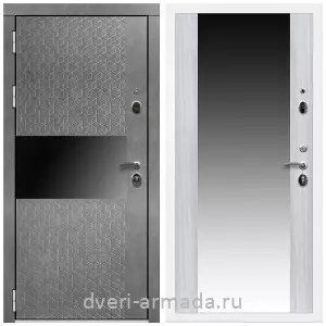 Белые двери с зеркалом, Дверь входная Армада Престиж Белая шагрень МДФ 16 мм Штукатурка графит / СБ-16 Сандал белый