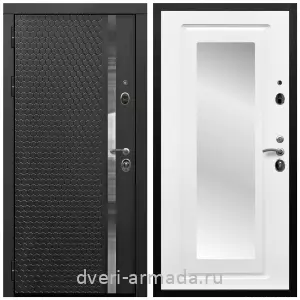 Белые двери с зеркалом, Дверь входная Армада Престиж Черная шагрень МДФ 16 мм ФЛН - 501/ МДФ 16 мм ФЛЗ-120 Ясень белый