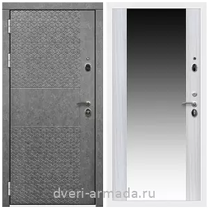 Белые двери с зеркалом, Дверь входная Армада Престиж Белая шагрень МДФ 16 мм Штукатурка графит ФЛС - 502 / СБ-16 Сандал белый