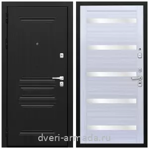 Черные входные двери, Металлическая дверь входная Армада Экстра МДФ 10 мм ФЛ-243 Черная шагрень / МДФ 16 мм СБ-14 Сандал стекло белое