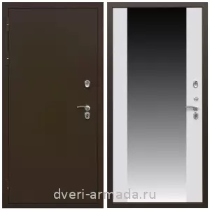 Входные двери с зеркалом и теплоизоляцией, Дверь входная уличная в дом Армада Термо Молоток коричневый/ МДФ 16 мм СБ-16 Белый матовый