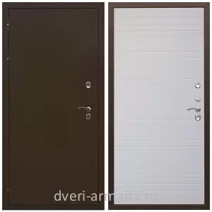 Коричневые входные двери, Металлическая коричневая дверь входная уличная в дом Армада Термо Молоток коричневый/ МДФ 16 мм ФЛ Дуб кантри белый горизонт