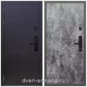 Темные входные двери, Умная входная смарт-дверь Армада Оникс МДФ 10 мм Kaadas S500 / МДФ 6 мм ПЭ Цемент темный