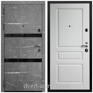 Черные входные двери, Металлическая дверь входная Армада Престиж Черная шагрень МДФ 16 мм Торос графит / МДФ 16 мм ФЛ-243 Ясень белый