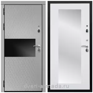 Белые двери с зеркалом, Дверь входная Армада Престиж Черная шагрень МДФ 16 мм Милк рикамо софт / МДФ 16 мм ФЛЗ-пастораль, Белый матовый