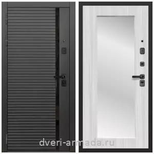 Входные двери с зеркалом и теплоизоляцией, Дверь входная Армада Каскад BLACK МДФ 10 мм / МДФ 16 мм ФЛЗ-Пастораль, Сандал белый