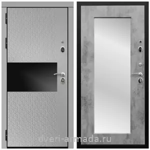Белые двери с зеркалом, Дверь входная Армада Престиж Черная шагрень МДФ 16 мм Милк рикамо софт / МДФ 16 мм ФЛЗ-пастораль, Бетон темный