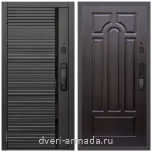 Правые входные двери, Умная входная смарт-дверь Армада Каскад BLACK МДФ 10 мм Kaadas K9 / МДФ 16 мм ФЛ-58 Венге