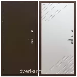 Коричневые входные двери, Металлическая коричневая дверь входная уличная в дом Армада Термо Молоток коричневый/ МДФ 16 мм ФЛ-143 Шате крем