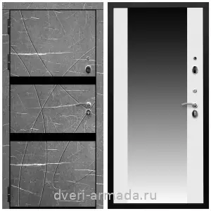 Белые двери с зеркалом, Дверь входная Армада Престиж Черная шагрень МДФ 16 мм Торос графит / МДФ 16 мм СБ-16 Белый матовый