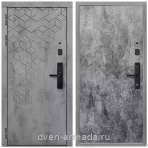 Темные входные двери, Дверь входная Армада Квадро МДФ 16 мм Kaadas S500 / МДФ 6 мм ПЭ Цемент темный