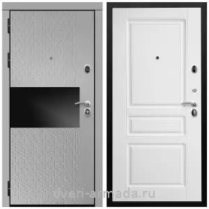 Входные двери Лондон, Дверь входная Армада Престиж Черная шагрень МДФ 16 мм Милк рикамо софт / МДФ 16 мм ФЛ-243 Белый матовый