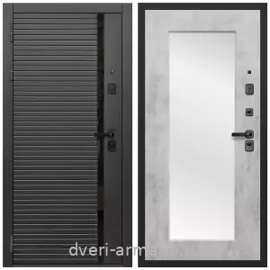Входные двери с зеркалом и теплоизоляцией, Дверь входная Армада Каскад BLACK МДФ 10 мм / МДФ 16 мм ФЛЗ-Пастораль, Бетон светлый