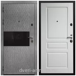 Правые входные двери, Дверь входная Армада Престиж Черная шагрень МДФ 16 мм Штукатурка графит / МДФ 16 мм ФЛ-243 Ясень белый
