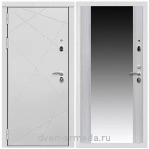 Белые двери с зеркалом, Дверь входная Армада Тесла МДФ 16 мм / МДФ 16 мм СБ-16 Сандал белый