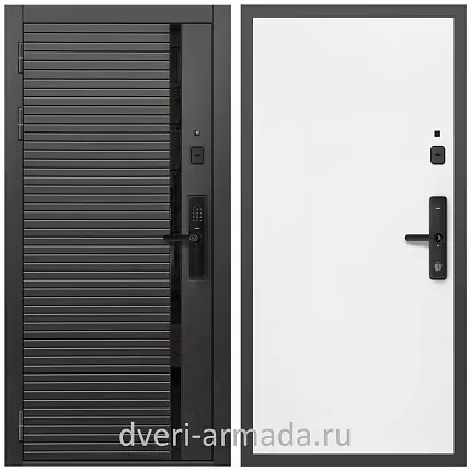 Умная входная смарт-дверь Армада Каскад BLACK МДФ 10 мм Kaadas S500  / МДФ 10 мм Гладкая Белый матовый